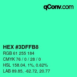 Color code: HEX #3DFFB8 | qconv.com