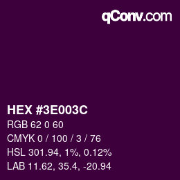 Color code: HEX #3E003C | qconv.com