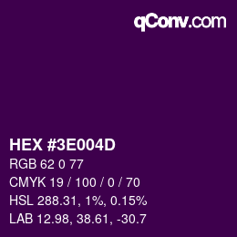 Color code: HEX #3E004D | qconv.com