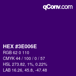 Color code: HEX #3E006E | qconv.com
