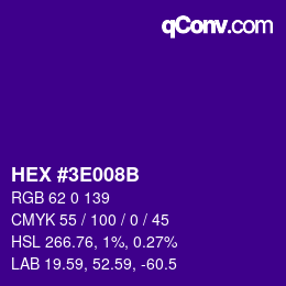 Color code: HEX #3E008B | qconv.com