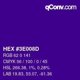 Color code: HEX #3E008D | qconv.com