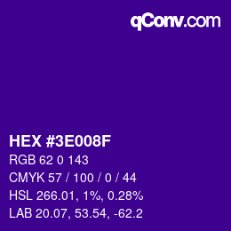 Color code: HEX #3E008F | qconv.com