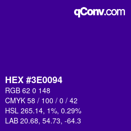 Color code: HEX #3E0094 | qconv.com
