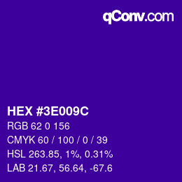 Color code: HEX #3E009C | qconv.com