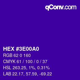 Color code: HEX #3E00A0 | qconv.com