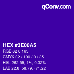 Color code: HEX #3E00A5 | qconv.com