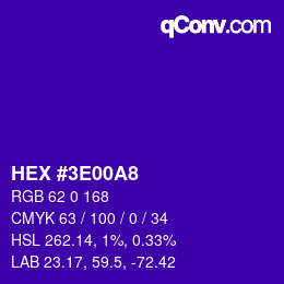 Color code: HEX #3E00A8 | qconv.com