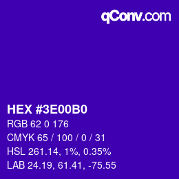 Color code: HEX #3E00B0 | qconv.com