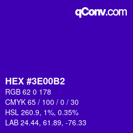 Color code: HEX #3E00B2 | qconv.com