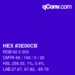 カラーコード: HEX #3E00CB | qconv.com