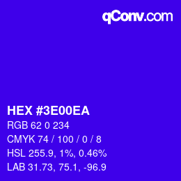 Color code: HEX #3E00EA | qconv.com