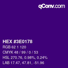 Color code: HEX #3E0178 | qconv.com