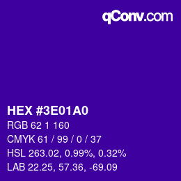 Color code: HEX #3E01A0 | qconv.com