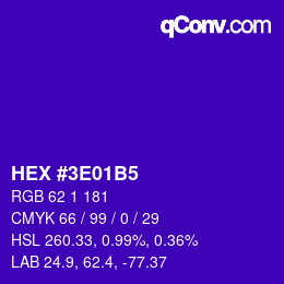 Color code: HEX #3E01B5 | qconv.com