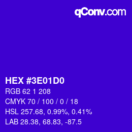Color code: HEX #3E01D0 | qconv.com