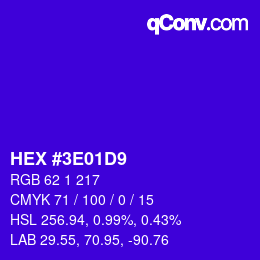 Color code: HEX #3E01D9 | qconv.com