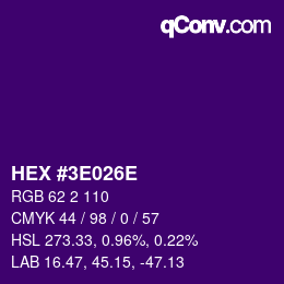 Color code: HEX #3E026E | qconv.com