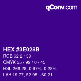 Color code: HEX #3E028B | qconv.com