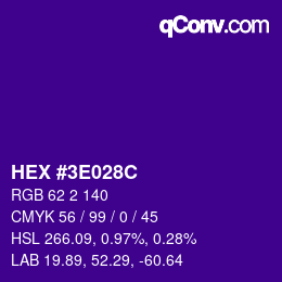 Color code: HEX #3E028C | qconv.com