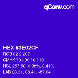 Color code: HEX #3E02CF | qconv.com