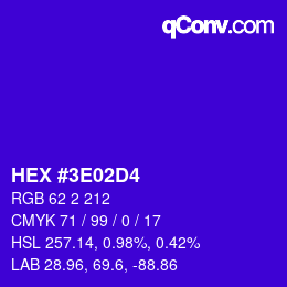 Color code: HEX #3E02D4 | qconv.com