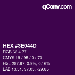 Color code: HEX #3E044D | qconv.com