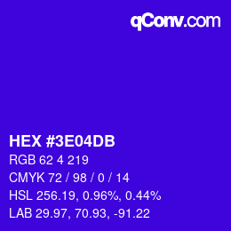 Color code: HEX #3E04DB | qconv.com