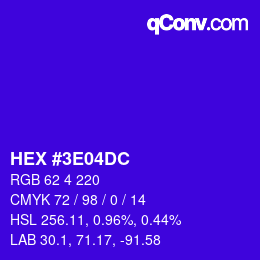 颜色代码: HEX #3E04DC | qconv.com