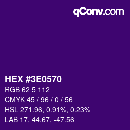 Color code: HEX #3E0570 | qconv.com
