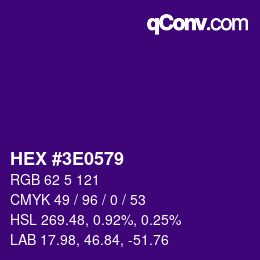 Color code: HEX #3E0579 | qconv.com
