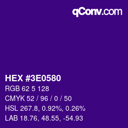 Color code: HEX #3E0580 | qconv.com