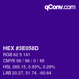 Color code: HEX #3E058D | qconv.com