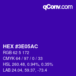 Color code: HEX #3E05AC | qconv.com