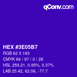 Color code: HEX #3E05B7 | qconv.com