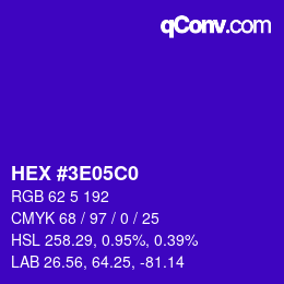Color code: HEX #3E05C0 | qconv.com