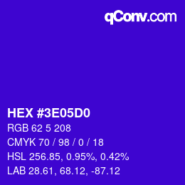 Color code: HEX #3E05D0 | qconv.com