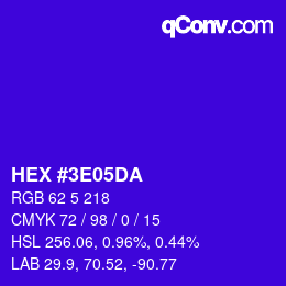 Color code: HEX #3E05DA | qconv.com