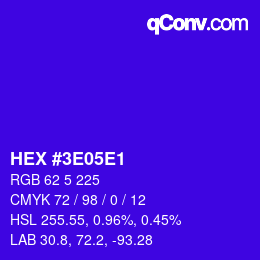 Color code: HEX #3E05E1 | qconv.com