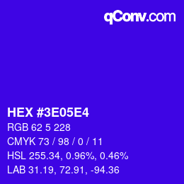 Color code: HEX #3E05E4 | qconv.com