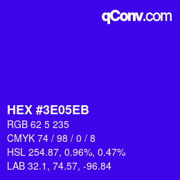 Color code: HEX #3E05EB | qconv.com