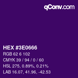 Color code: HEX #3E0666 | qconv.com
