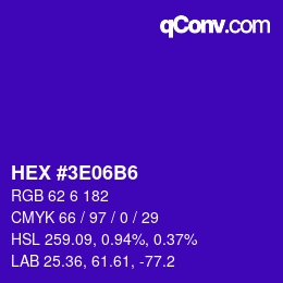 Color code: HEX #3E06B6 | qconv.com