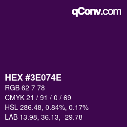 Color code: HEX #3E074E | qconv.com
