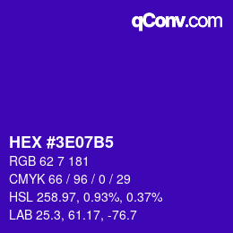 カラーコード: HEX #3E07B5 | qconv.com