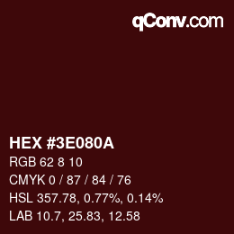 Color code: HEX #3E080A | qconv.com
