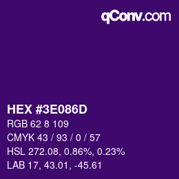 Color code: HEX #3E086D | qconv.com