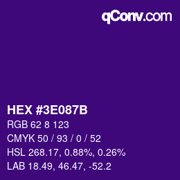 Color code: HEX #3E087B | qconv.com