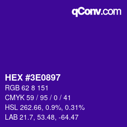 Color code: HEX #3E0897 | qconv.com