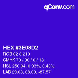 Color code: HEX #3E08D2 | qconv.com